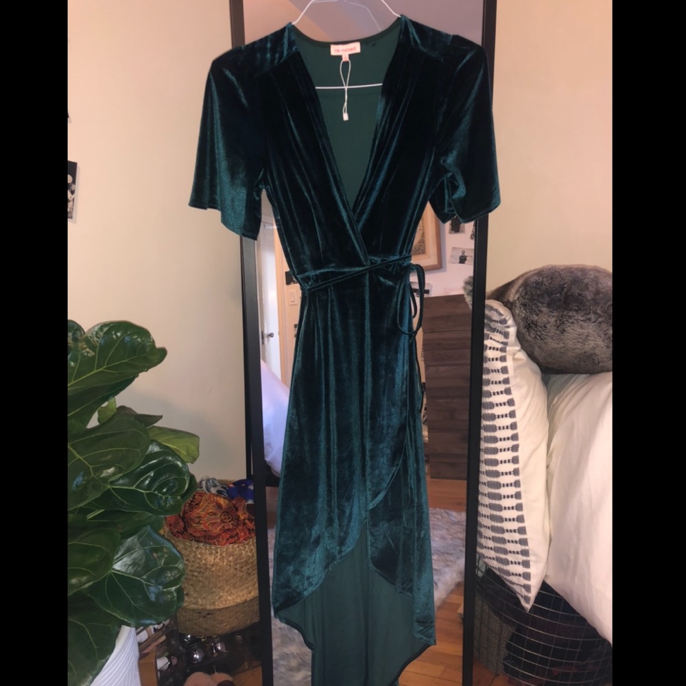 Teal Velvet Wrap Dress